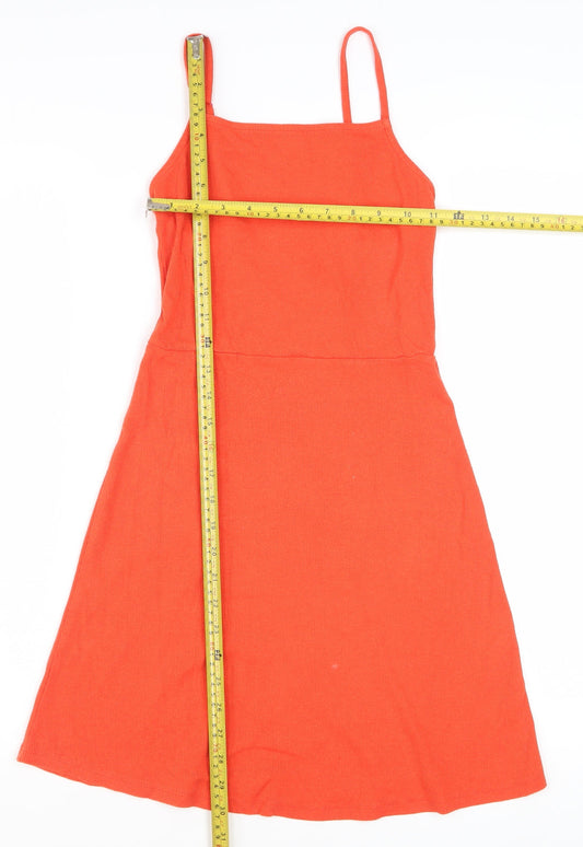 ASOS Women Orange Size 8 Slip Dress Sleeveless Stretch Modal Cotton