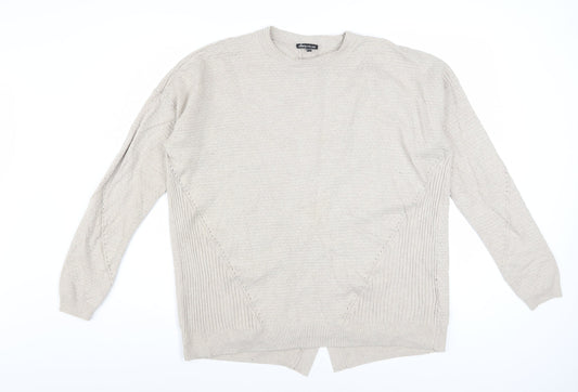 Warehouse Women Beige Wool Blend Crew Neck Long Sleeve Jumper Size 14