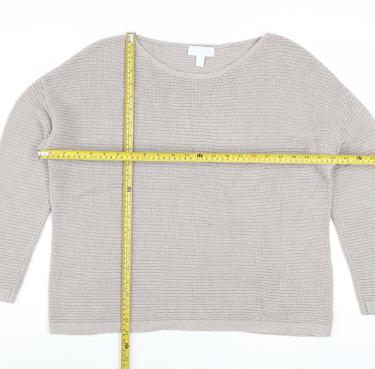 The White Company Women’s Beige Waffle-Knit Wool Cotton Jumper M