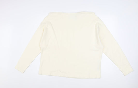 ASOS DESIGN Women Ivory Boat Neck Long Sleeve Pullover Jumper Size S