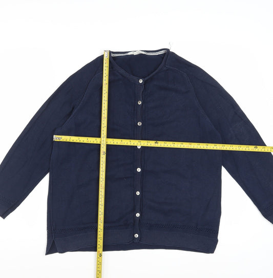 White Stuff Womens Blue Cotton Button Cardigan UK 14