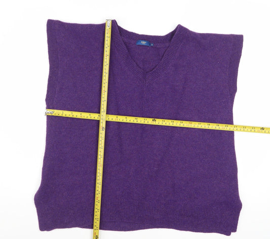Cotton Traders Women's Purple Wool Blend Sleeveless V-Neck Vest Size 22