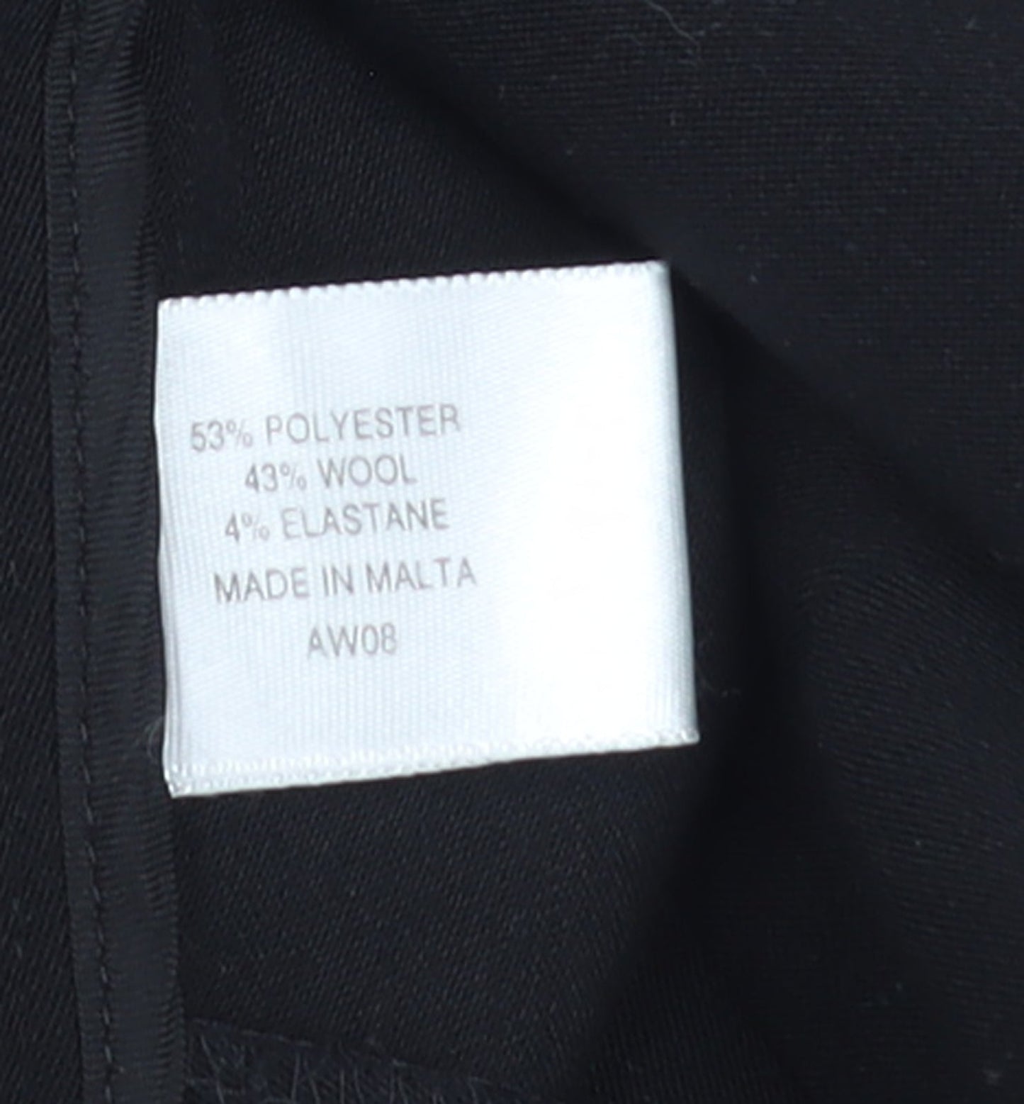 CC Women Black Wool Blend Stretch Straight Leg Trousers Size 16