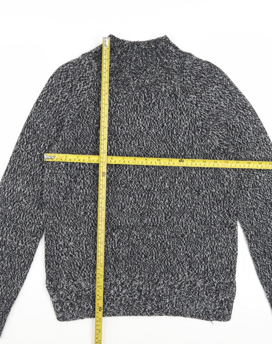 Next Women Grey Chunky Knit Mock Neck Jumper XS