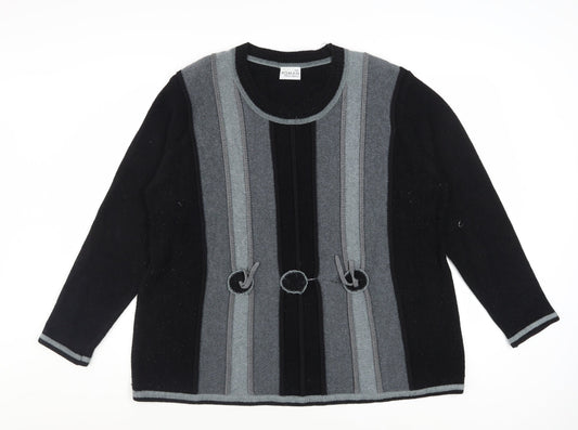 Roman Originals Women’s Grey Striped Cardigan 2XL Knit Jumper