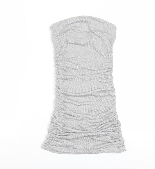 Motel Rocks Women's Silver Strapless Bodycon Mini Dress XS