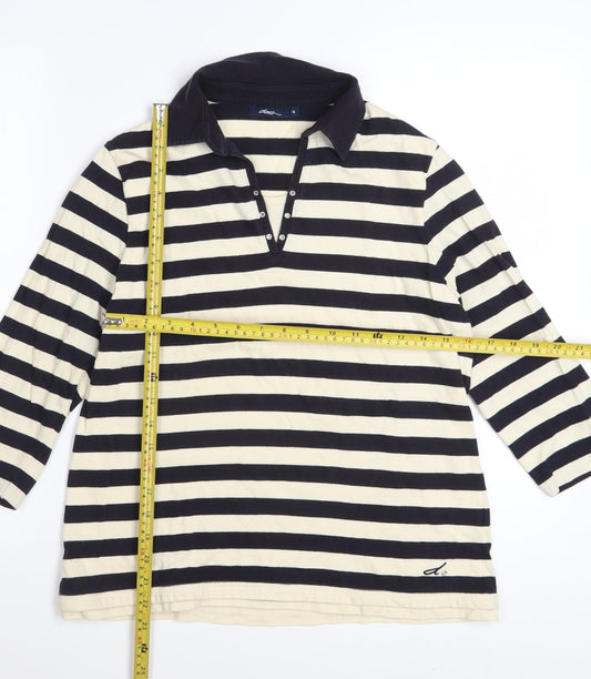 Dash Women's Black Striped Cotton Collared 3/4 Sleeve Shirt Size 14
