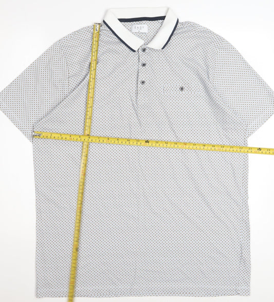 Easy Men's Blue Geometric Cotton Polo Shirt XL Short Sleeve