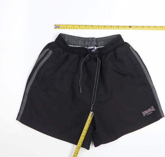 Lonsdale Men's Black Regular Fit Quick Dry Sports Shorts Size S