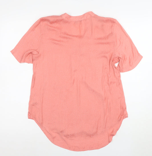 Next Women’s Pink Short Sleeve V-Neck Button Blouse Size 10