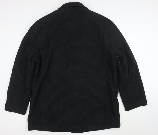 Dockers Men’s Black Wool Blend Overcoat XL Stand Collar