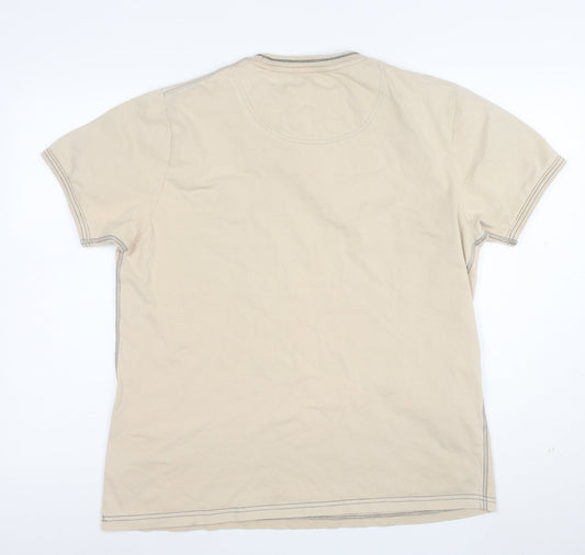 Rocha John Rocha Men's Beige Cotton Crew Neck Short Sleeve T-Shirt Size L