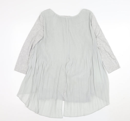 Phase Eight Women’s Grey Pleated Long Sleeve Tunic Blouse Size 10