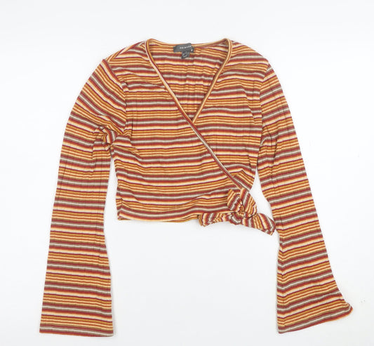 Primark Women’s Multicoloured Striped Wrap Blouse S Long Sleeve