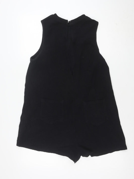 Additional front view of ASOS Women’s Black Sleeveless Knit Playsuit, size UK 14