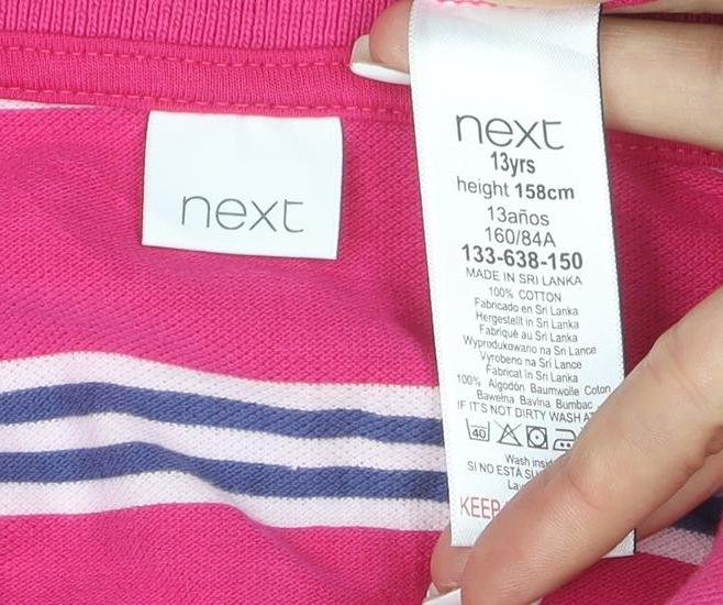 Next Girls Pink Striped Shirt Dress 13 Years Cotton Summer Casual
