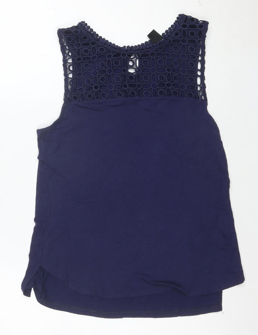 H&M Women's Blue Crochet Trim Sleeveless Camisole Top Size S