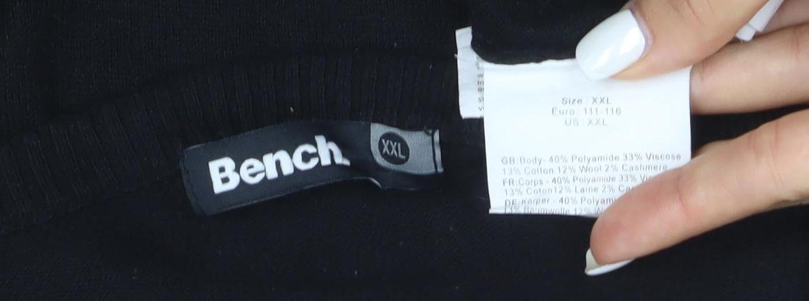 Bench Men's Black 2XL V-Neck Pullover Jumper