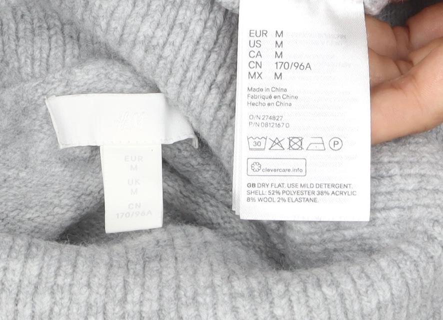 Marks and Spencer Women Grey M Roll Neck Wool Blend Jumper