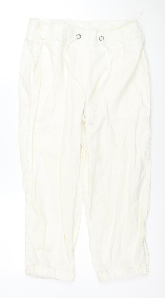 George Women's White Cargo Trousers Size 10 Elastic Waist