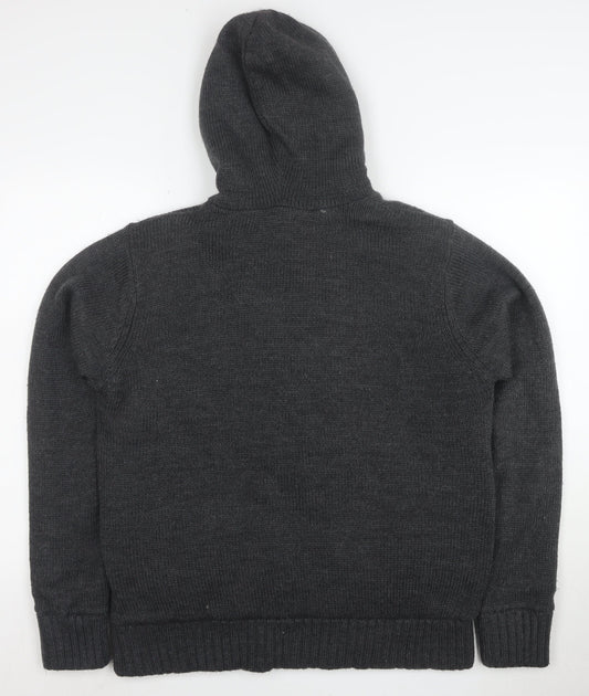 Kensington Dockside Men's Grey Hooded Duffle Jacket Size L Wool Blend