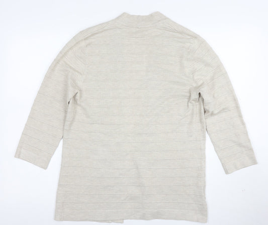 CC Women Beige Open Long Sleeve Cardigan Medium Knit Lightweight