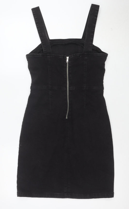 Denim & Co Women Black Size 12 Pinafore Denim Dress