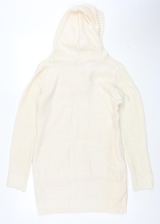New Look Womens Ivory Hooded Knit Pullover Jumper Size 12
