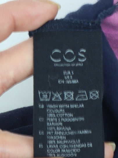 Additional view of COS Women Navy Blue & Pink Colourblock Cotton T-Shirt, size S