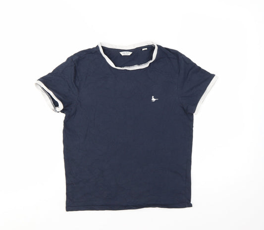Jack Wills Women’s Blue Ringer T-Shirt UK 10 Cotton Crew Neck