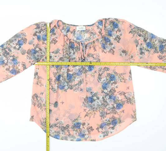 Wallis Petite Women's Pink Floral Chiffon Tunic Blouse Size M