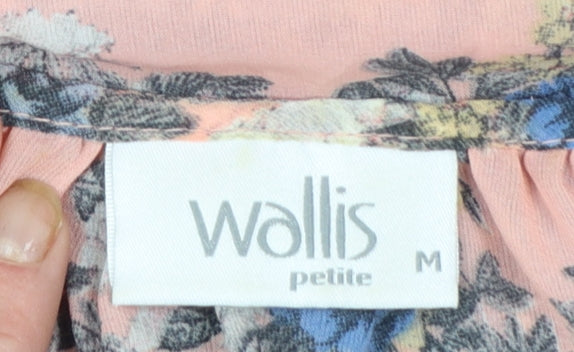 Wallis Petite Women's Pink Floral Chiffon Tunic Blouse Size M