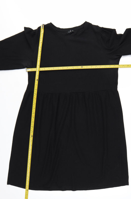 New Look Women’s Black Size 16 Smocked Round Neck Long Sleeve Dress