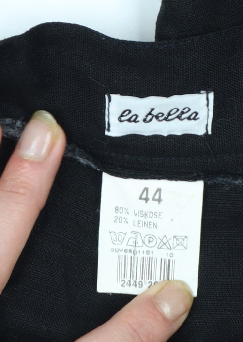 La Bella Women’s Black Linen Blend Pleated Trousers Size 16
