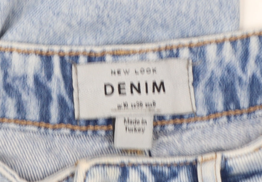 New Look Women Blue Light Wash Distressed Mom Jeans Size 10