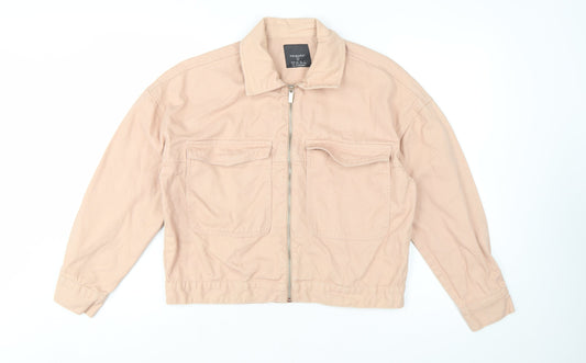 Primark Womens Beige Cotton Basic Jacket Size M Casual Zip Front