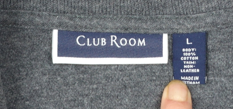 Club Room Men's Grey Cotton Half Zip Jumper Size L