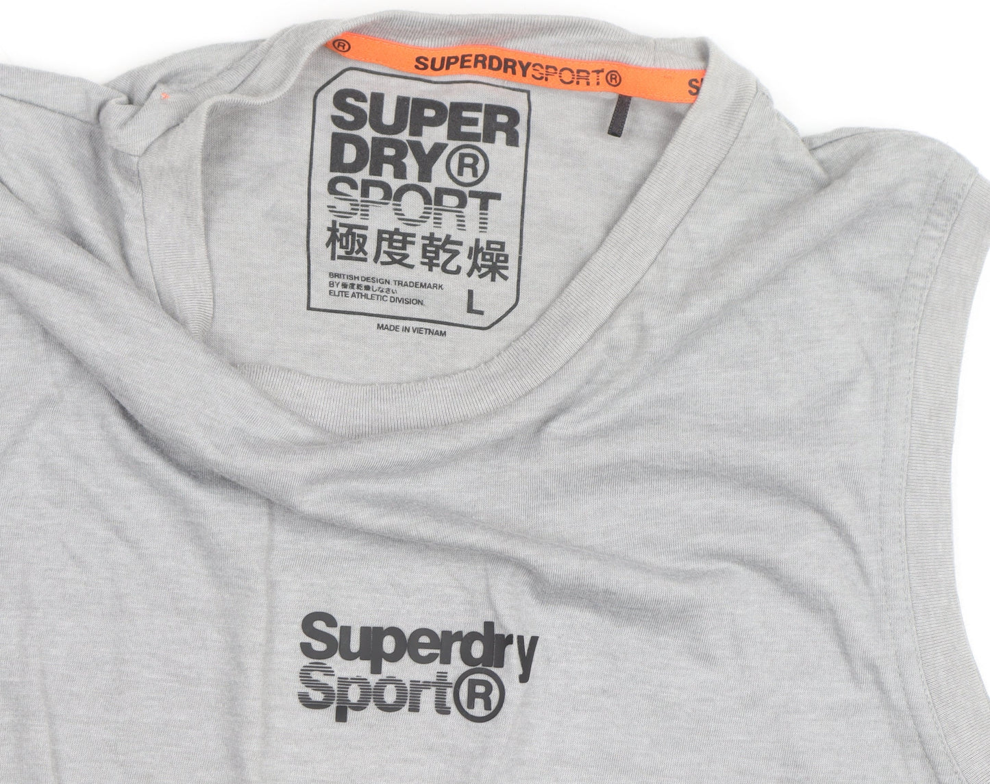 Superdry Sport Men's Grey Sleeveless Crew Neck T-Shirt L