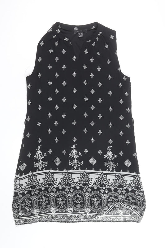 Additional front view of Atmosphere Women Black Viscose Sleeveless Shift Dress, size 12