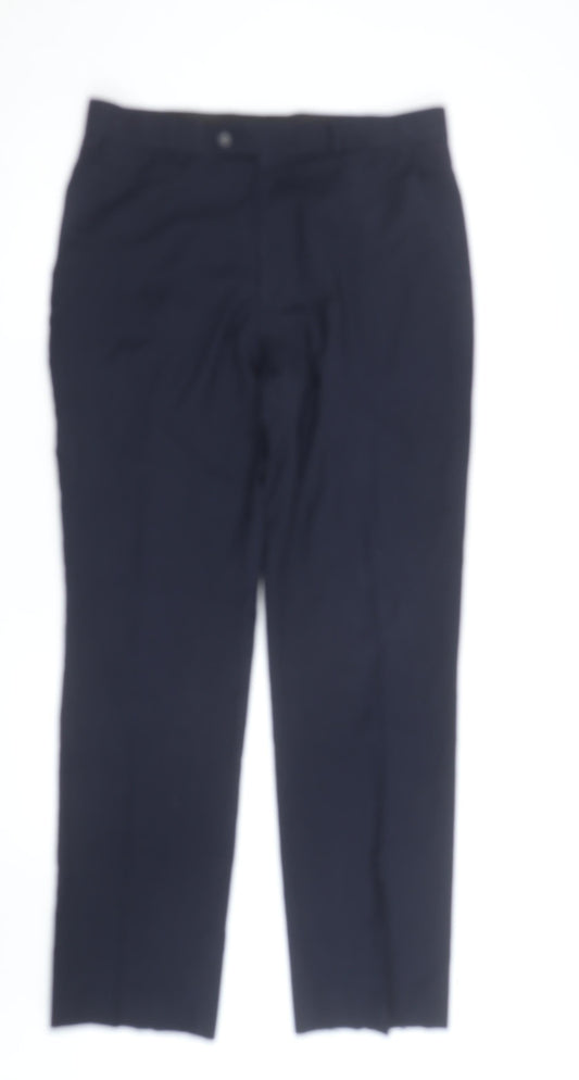 J. Banks Men's Navy Regular Fit Dress Pants 34x30