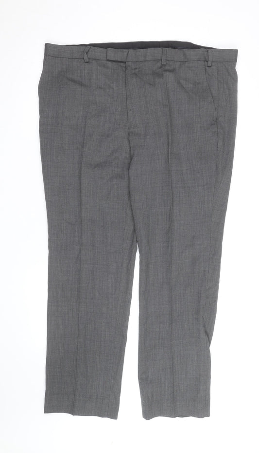Marks and Spencer Men's Grey Wool Blend Dress Pants 36x32 Classic Fit