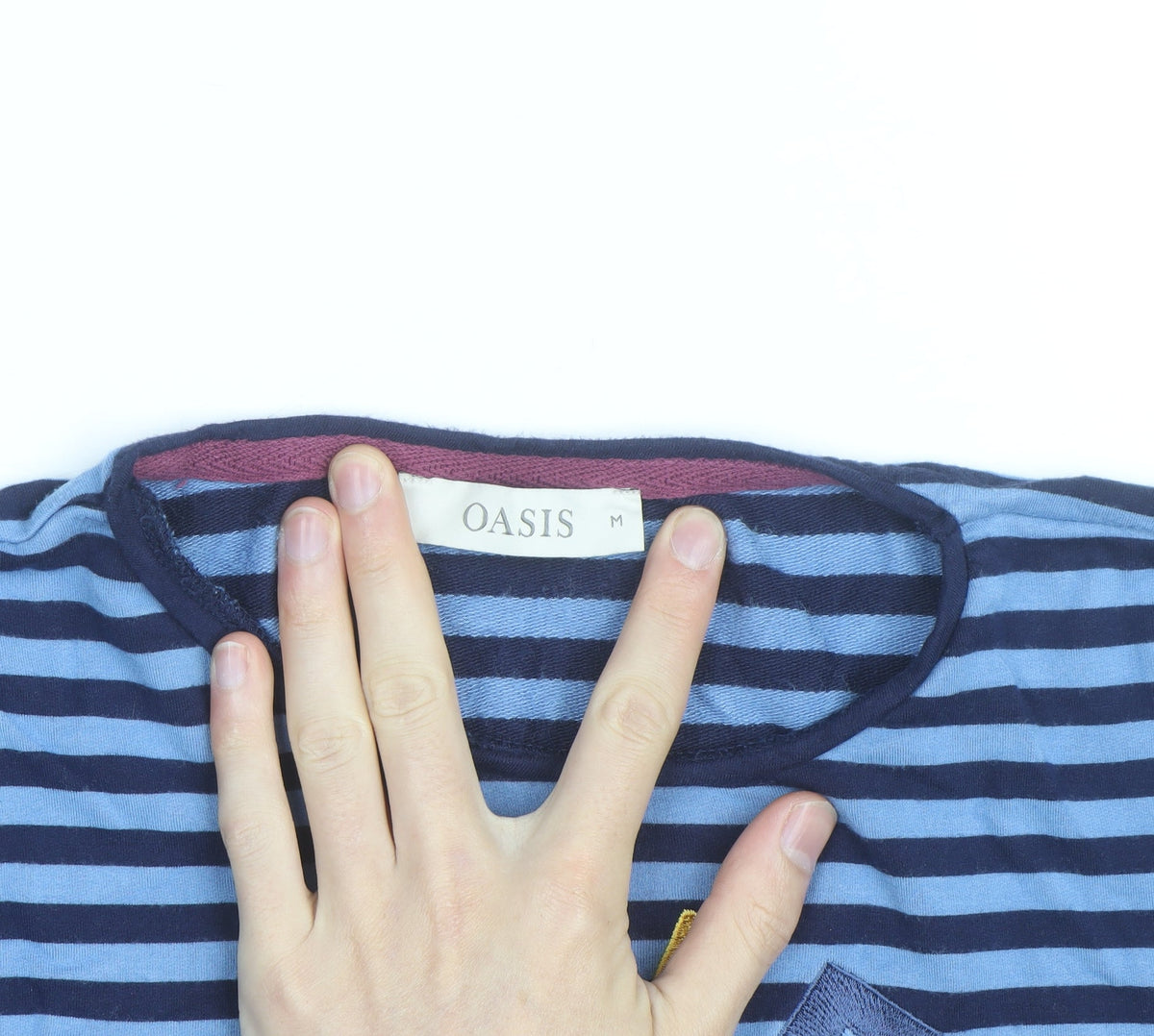 Additional view of Oasis unisex adults blue striped love long sleeve cotton top m