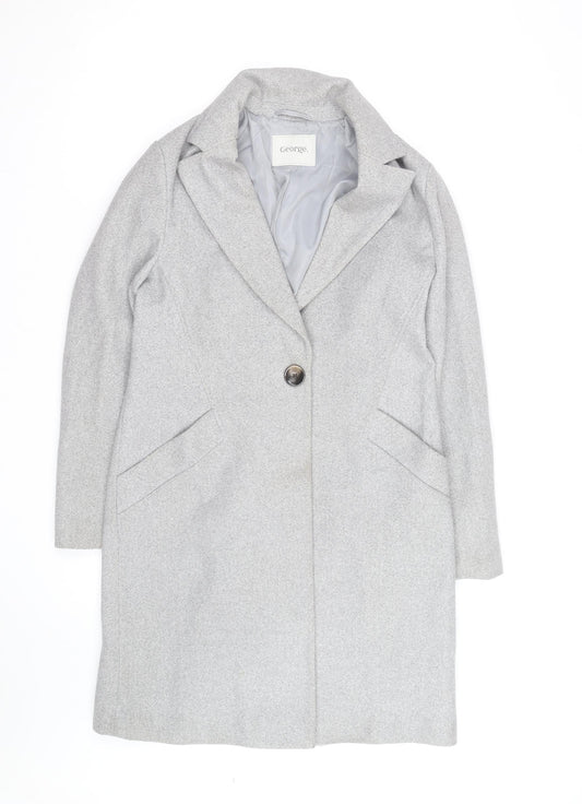 George Women's Grey Size 10 Long Wool Blend Overcoat
