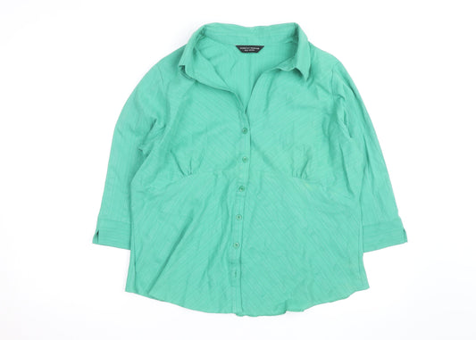 Dorothy Perkins Women's Green 3/4 Sleeve Button-Up Shirt Size 20