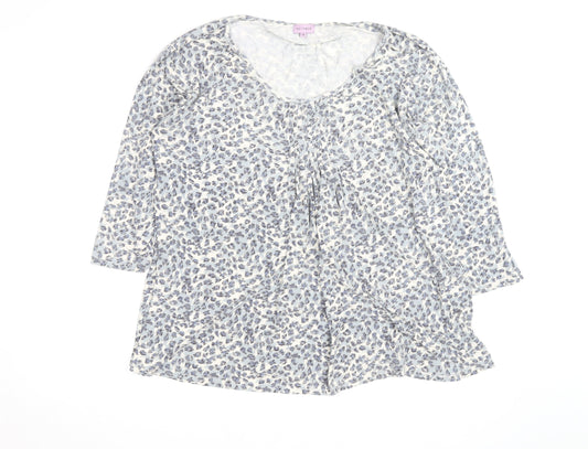 Epilogue Womens Blue Animal Print 3/4 Sleeve Tunic Blouse Size 18
