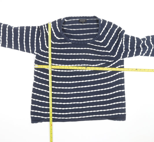 Soon Women's Blue White Striped Cotton Jumper Size 16