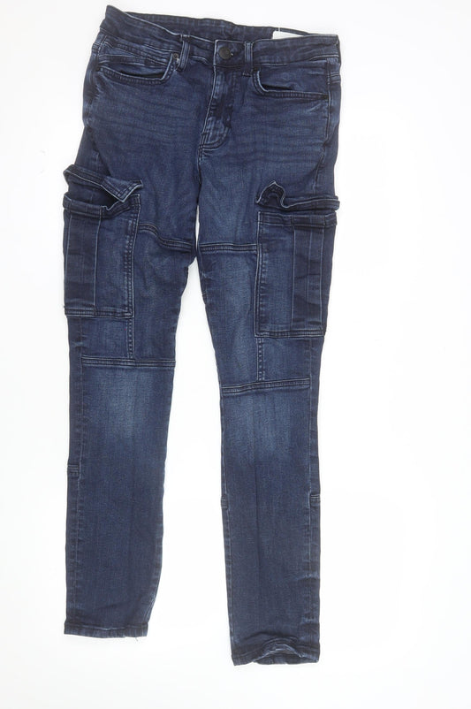 Additional front view of Denim Co Men's Blue Slim Tapered Cargo Jeans 30W 32L
