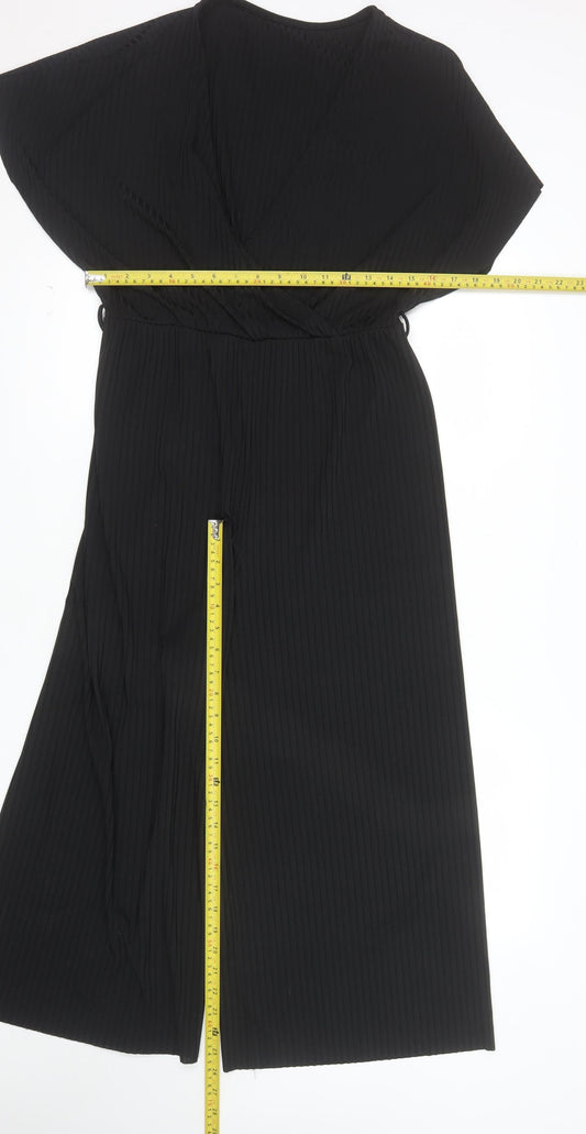 New Look Women's Black Size 14 V-Neck Wide-Leg Jumpsuit
