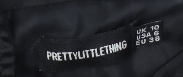 PrettyLittleThing Womens Black Cropped Hooded Bomber Jacket Size 10