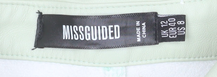 Missguided Women’s Mint Green Faux Leather Oversized Button-Up Shirt Jacket UK 12